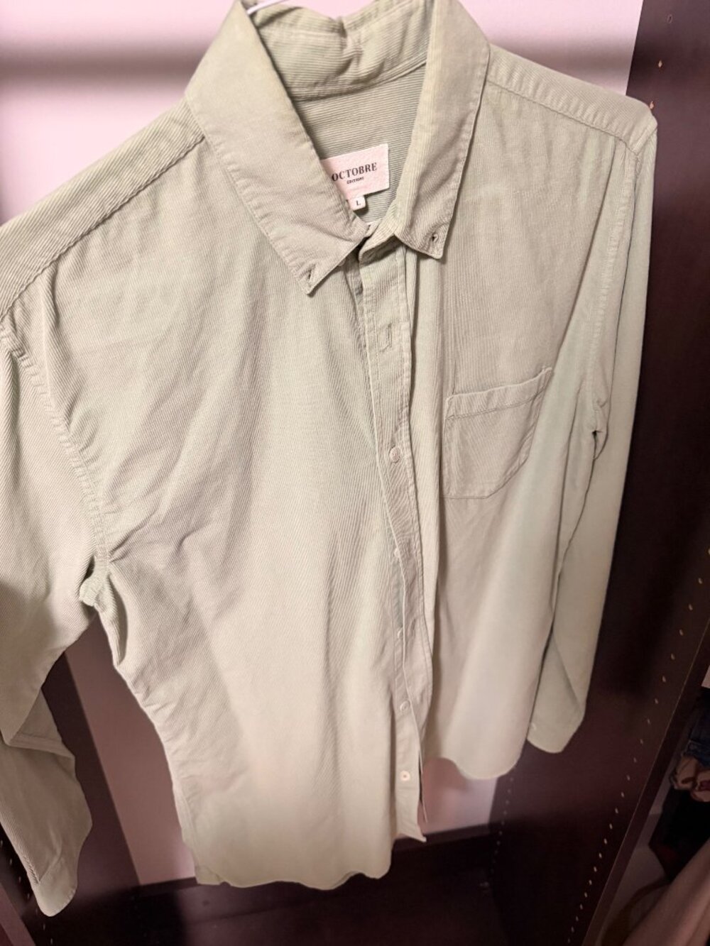 Octobre Éditions Charlie Shirt Green Stripes Ecru Size L